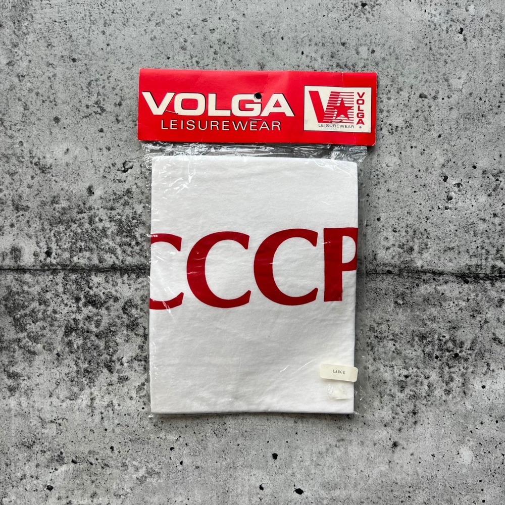 Vintage Volga Leisurewear T-Shirt Men Large White CCCP Soviet Russia 80s NOS